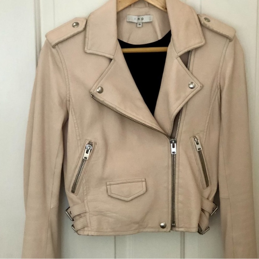 IRO Cream Leather Biker Jacket